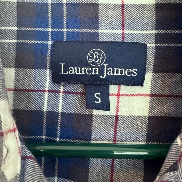 Lauren James plaid collared long sleeve button up shirt, blue white and red size - Picture 4 of 12